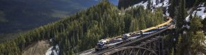 train on a bridge in the mountains